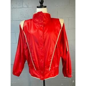 Vintage 1980s Red Windbreaker Jacket Mod New Wave Medium Cosplay Color Block